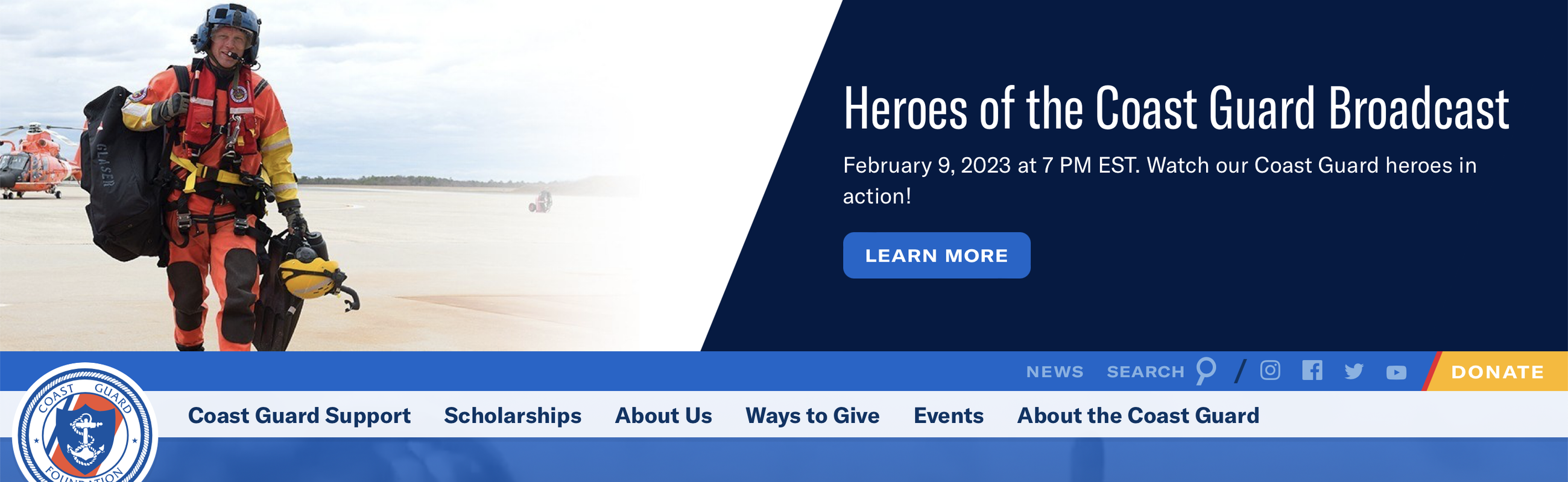 Coast Guard Foundation announcement bar