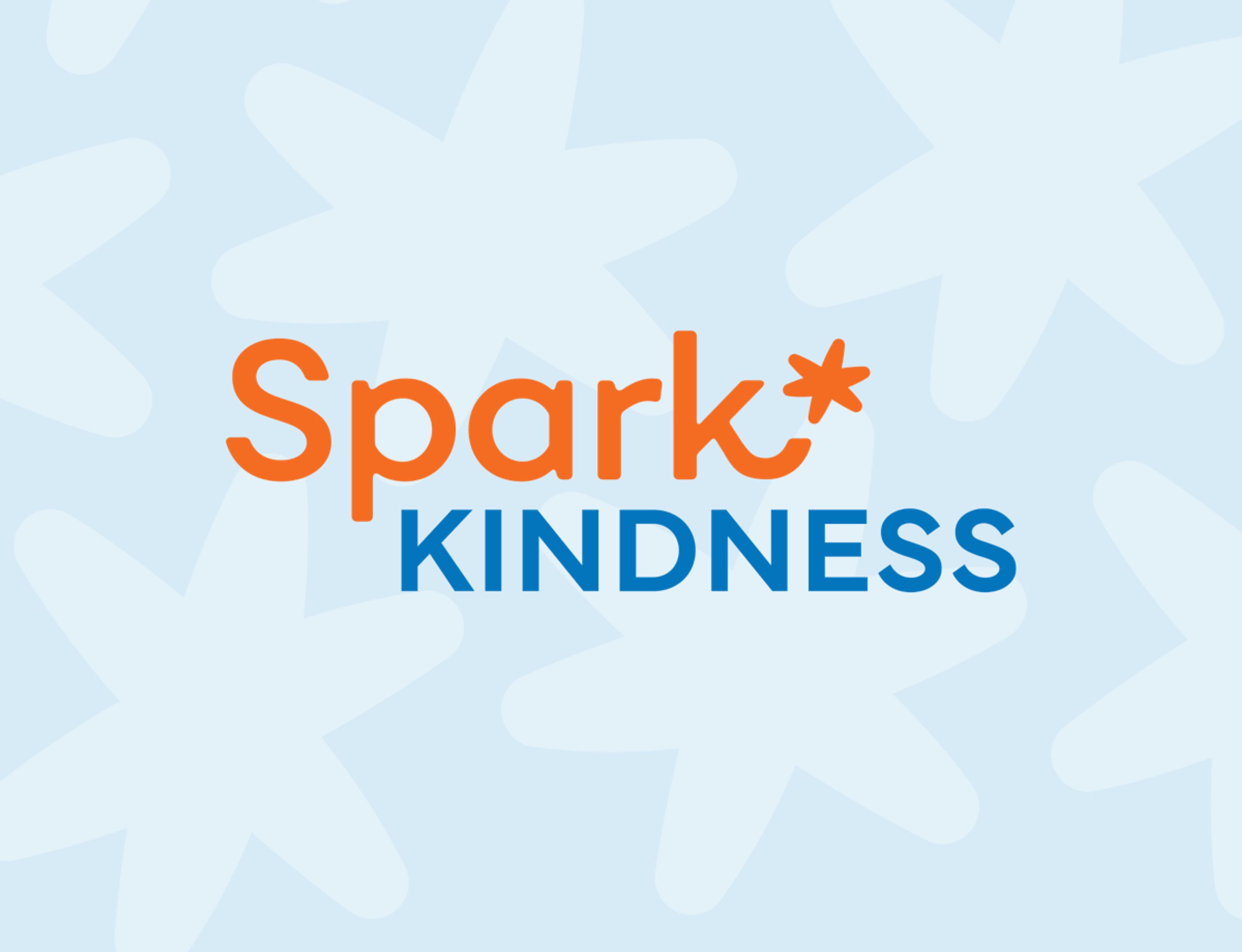 Spark Kindness logo featuring 'Spark' in orange text with an asterisk-like symbol as the Spark and 'KINDNESS' in blue text below