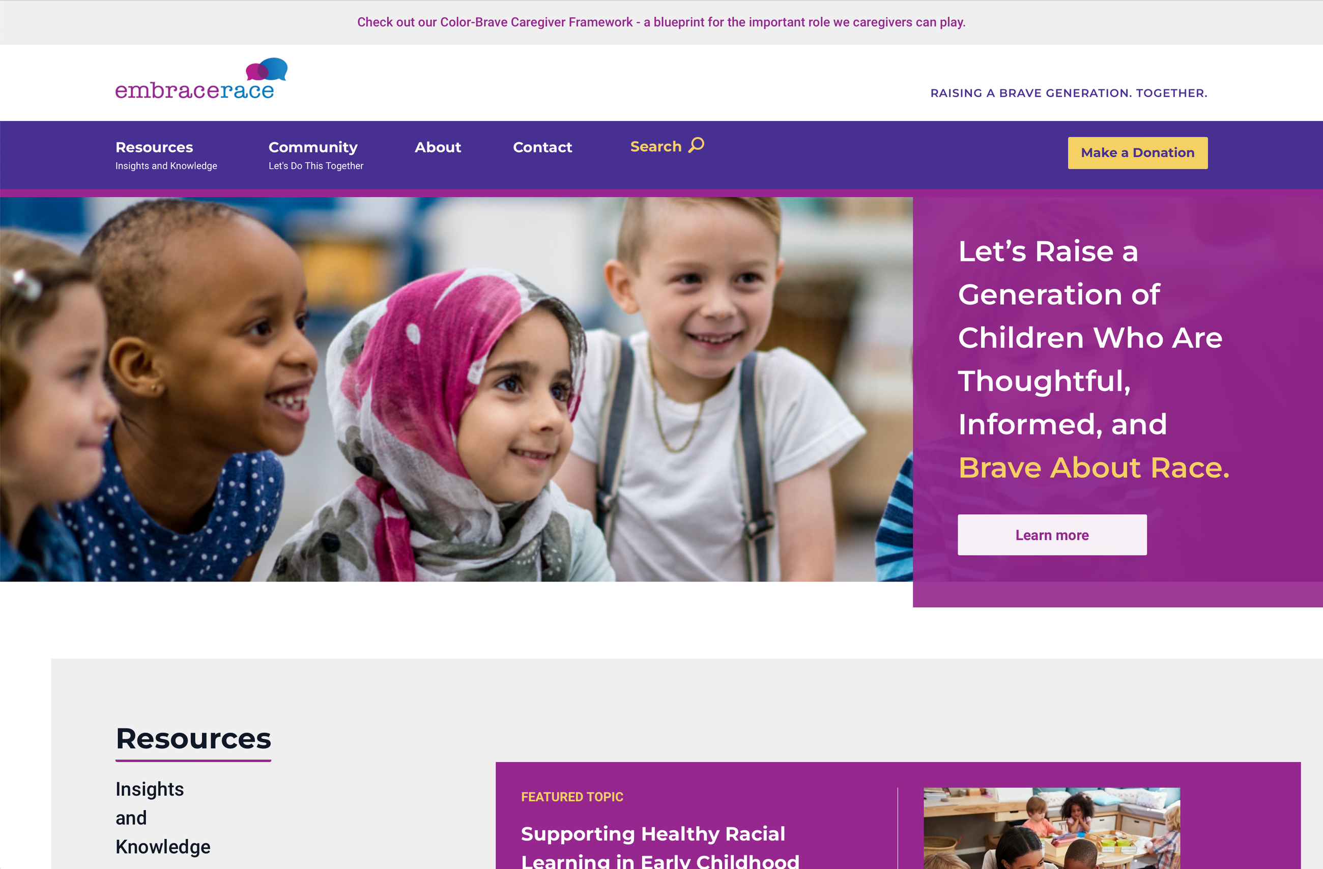 Embracerace homepage