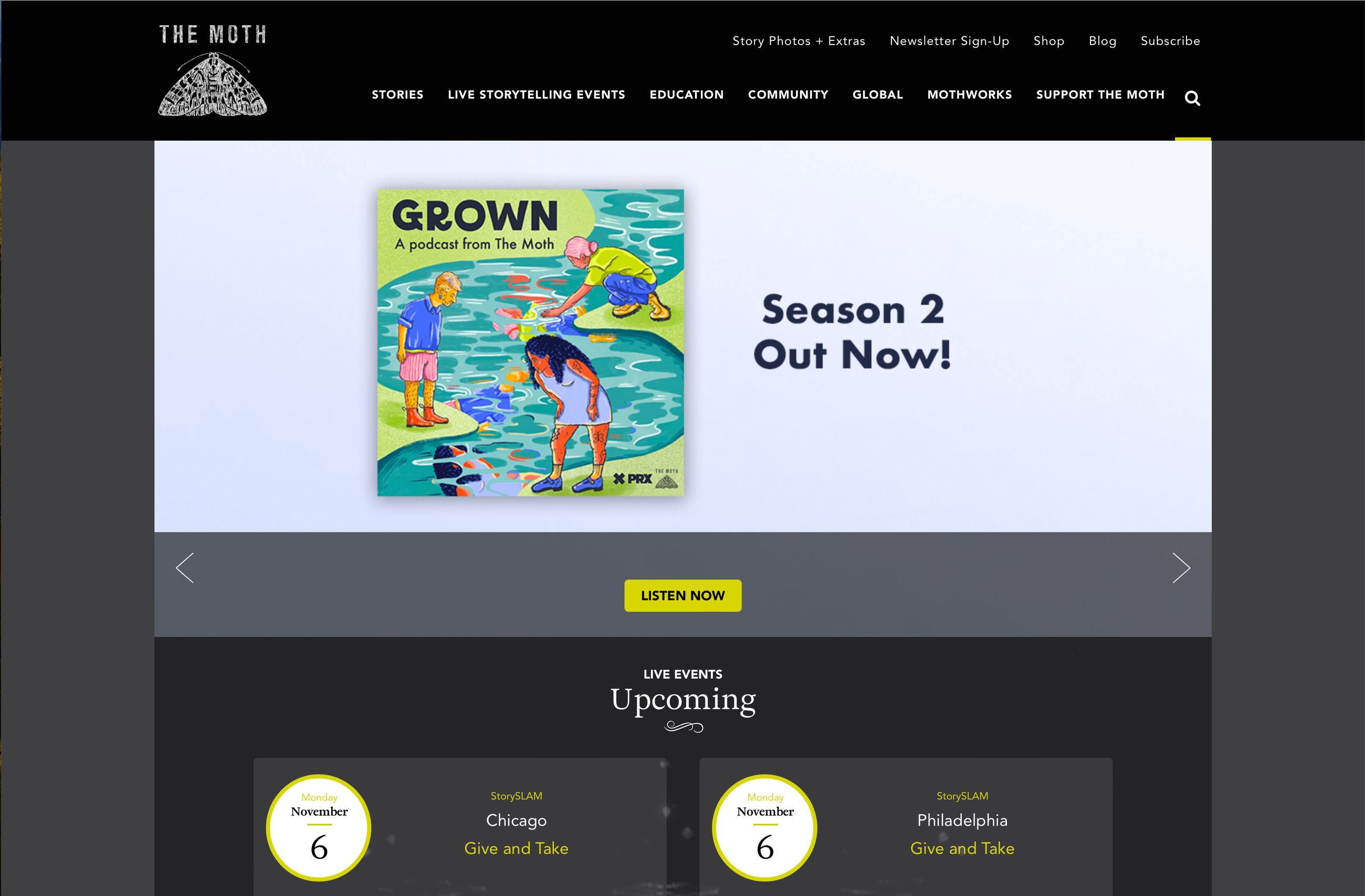 The moth homepage