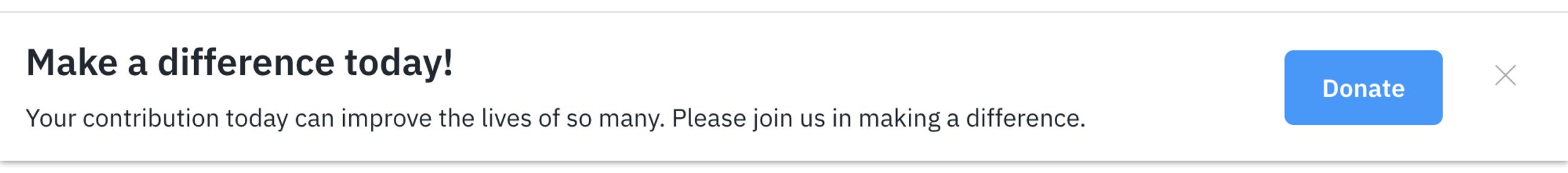 Message bar that has a brief line of text and asks for a donation