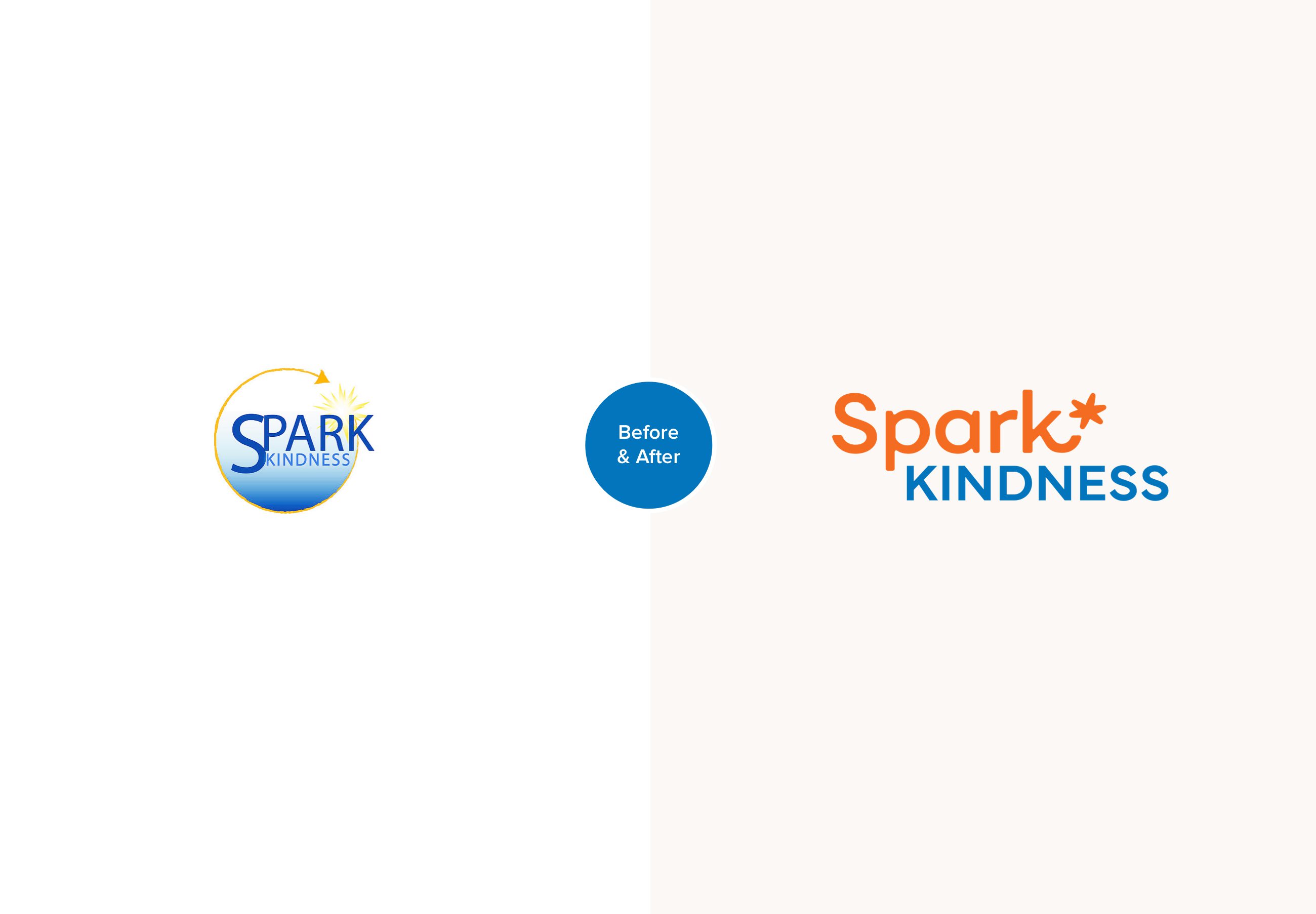 SPARK Kindness before and after logo comparison.
